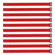 10pcs Hook and Loop Straps, 1-inch x 18-inch Securing Straps Cable Tie (Red)