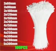 100PCS Self-locking plastic nylon tie White cable tie ring Zip Wire wraps strap