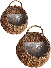 Operitacx 2pcs Rattan Wall Hanging Flower Pot Wicker Plant Basket Rattan Flower Pot Hanging Planters Rattan Flower Basket Wall Flower Basket Flower Pots for Bread Basket Food Basket Indoor