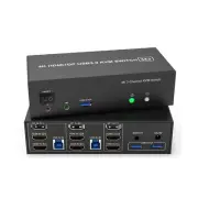 KVM Switch 3 Monitors 2 Computers 4K@60Hz, 2 HDMI+Displayport KVM Switch Trip...