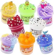 Slime Variety Pack Different Textures, 8 Pack Slime Kit for Kids, Includes Butter Slime, Rainbow Cloud Slime, Clear Bead Slime & Glow in The Dark Slime, Slime Party Favors for Girls & Boys 8-12