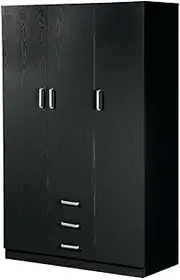 [Foret] Cabinet Wardrobe Clothes Rack Bedroom Storage Organiser 3 Doors 3 Drawers Black