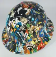 New Full Brim Hard Hat Custom Hydro Dipped COMIC HEROES & VILLIANS. Free Ship