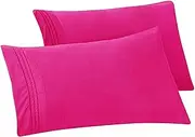 Elegant Comfort Solid Pillowcases 1500 Thread Count Egyptian Quality - Easy Care, Smooth Weave, Wrinkle and Stain Resistant, Easy Slip-On, 2-Piece Set, Standard/Queen Pillowcase, Pink