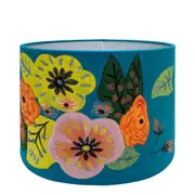 Belle Botanical Velvet Floral Lamp Light Shade Cover 40x30cm Decor Round Blue