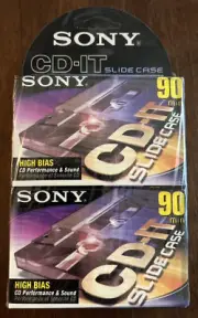 Sony CD-IT Blank Audio Cassette Tapes 90 Minute Slide Case 2 Pack Factory Sealed