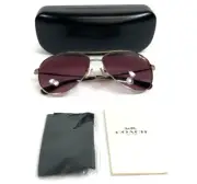 Coach Sunglasses HC7079 L1013 93228H Light Gold Aviator Burgundy Gradient Lenses