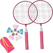 EXHUMKY 1 Set Durable Badminton Racket Set Professional Rackets Shuttlecocks Backpack for Fun Ages Enhance Sports Skills Family Bonding
