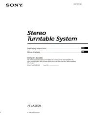 Sony Stereo Turntable System PS-LX250H **ONLY MANUAL**