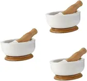Cabilock 3pcs Baby Food Grinding Tool Set Manual Stone Mill Bowl Spoon for Fruits Veggies Ginger Easy Cleaning