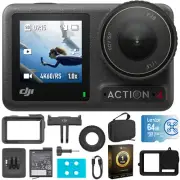 DJI Osmo Action 4 Standard Combo w/ 64GB Pro Accessory Bundle and 1 YR Warranty
