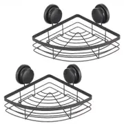Carla Home 2 Pack Round Corner Shower Caddy Shelf Basket Rack With Premium Vacuum Suction Cup No Drilling For Bathroom And Kitchen Bath Caddies & Tray