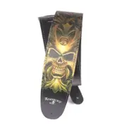 D'Addario Alchemy Leather Guitar Strap, Green Skull Design