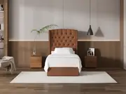 My Style Winged Headboard & Slimline Base - Single / Gingerbread / Gas Lift Base