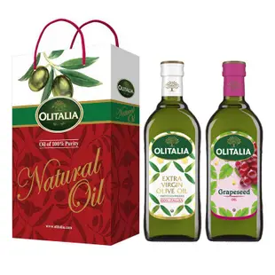 免運!【Olitalia奧利塔】特級冷壓橄欖油+葡萄籽油禮盒組(500ml各1) 500ml/暗色玻璃瓶裝 (6入,每入452.9元)