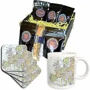 3dRose cgb_112938_1 Vintage European map of Western Europe-Britain UK France Spain Italy etc-Retro Geography Travel-Coffee Gift Basket, Multicolor