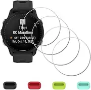 [4 Pack] Screen Protector for Garmin Forerunner 955/955 Solar Smartwatch + Silicone Anti-dust Plugs, Tempered Glass Anti-Scratch Bubble-Free