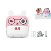 Toy Kids Camera Instant Print Portable Digital Video Camera with 2 Rolls Print Paper-Pink Rabbit