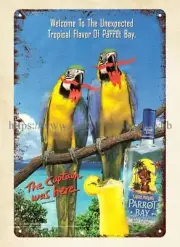 the wall artwork 1999 Captain Morgan's Rum Parrot Bay Ad metal tin sign
