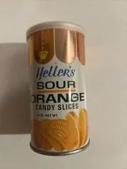Vintage Early 1960's Unopened Tin Can Heller's Candy Sour Orange Slices Paterson