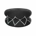 MEDAN NATURAL RATTAN COFFEE TABLE SOLID BLACK WITH WHITE DIAMOND PATTERN