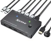 Camgeet USB C KVM Switch 4K@60Hz, 2 Computers Share 1 Monitor and 4 Devices, 100