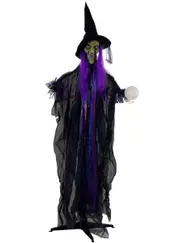 Animated Fortune Teller Witch Halloween Decoration with Sounds