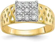 [JewelryWeb] Yellow Gold Textured Polished CZ Simulated Diamond Teen Ring Size C0