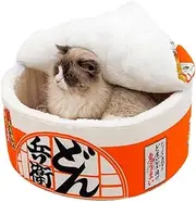 SSDHUA Cat Nest Instant Noodle Shape Cat House Cat Sofa Bed Cute and Comfortable Pet Cat House Detachable Multifunctional Soft Pet Bed Suitable for Small Cats and Dogs (L,Orange) 1