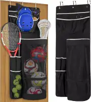 Over the Door Hanging Sports Equipment Organizer, Ball Storage with Metal Hook,