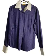 RM Williams Semi fitted Size 16 Blue Striped Long sleeve Women's Shirt Cotton