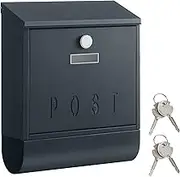 SONGMICS Letterbox, Wall-Mounted Letterbox, Lock with Copper Locking Cylinder and Rotating Cover, Newspaper Compartment, Post Viewing Window, Name Plate Holder, Lockable, Anthracite GMB021G01