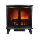 Heater 1800W Electric Double Door Fireplace Flame Effect Heller Designer - Black