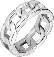 [TINEASUR] Men's Link Chain Ring Stainless Steel -link Ring Chunky Personality for Daily Wear