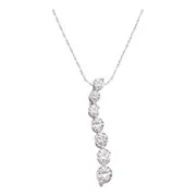 14k White Gold Round Diamond Journey Pendant 1/2 Cttw