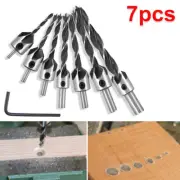7 Pcs Carpentry Tool Wood 5 Flute 3 4 5 6 7 8 10mm Countersink Drill Bit Kit