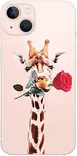 LightNice for iPhone SE 2020 2022 / iPhone 8/7 Case, Transparent TPU Soft Bumper Creative Cartoon Pattern Cover Shockproof Protective Clear Phone Cases - Rose Giraffe