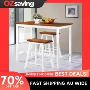 bar set stools table brown white solid wood MDF 3 pieces 5547