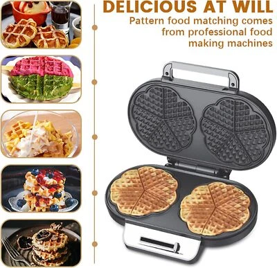 Electric Waffle Maker for Classic Heart Waffles Baking Non-Stick Breakfast Maker