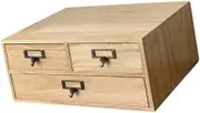 Leefasy Office Desk Storage Cabinet Stationery Drawer Organizer Card Holder Wood Storage Box Desktop Organizer Shelf for School Dorm, Wood Color