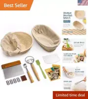 Bread Baking Essentials: 9" Round & 10" Oval Rattan Banneton Sets - Non-Stick