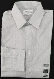 New Mens Calvin Klein Steel Slim Fit Stretch Gray Dress Shirt S 14.5 32/33