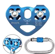 Youngneer Climbing Zip Line Pulley 30KN Double Tandem Speed Dual Trolley Blue