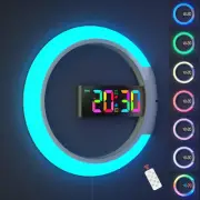 Large LED Digital Wall Clock, 12 inch Round Wall Alarm Clock with Remote Conr...
