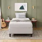 Single Bed Frame Mattress Base Fabric White Ensemble