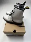 Dr. Martens Zavala Combat Patent Lace Up Combat Shinny White Boots Women’s 7 Doc