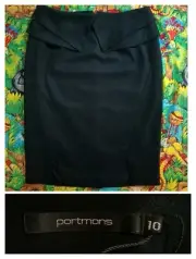 Portmans 10 Skirt Pencil Peplum Midnight Dark Navy Blue NWT