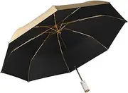[erised's bifrost] Golden Folding Travel Umbrella Compact Backpack,Automatic Open Close,UPF 99 UV Protection,Sun Rain,Men Women,Double Layer,8 Rib,Ergonomic Handle,Lightweight Portable