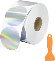 [CLKE] 400 Labels Holographic Thermal Sticker Labels, 50x50mm Self-Adhesive Round Thermal Labels, for Business, Home, DIY Logos, Name Tags, QR Code