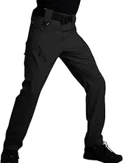 Fishing Pants - Lightweight Mens Work Fishing Pants - Waterproof Outdoor Camping Fishing Pants, UPF 50+ Lightweight Quick Dry Regular Pants Black Ripstop Pants for